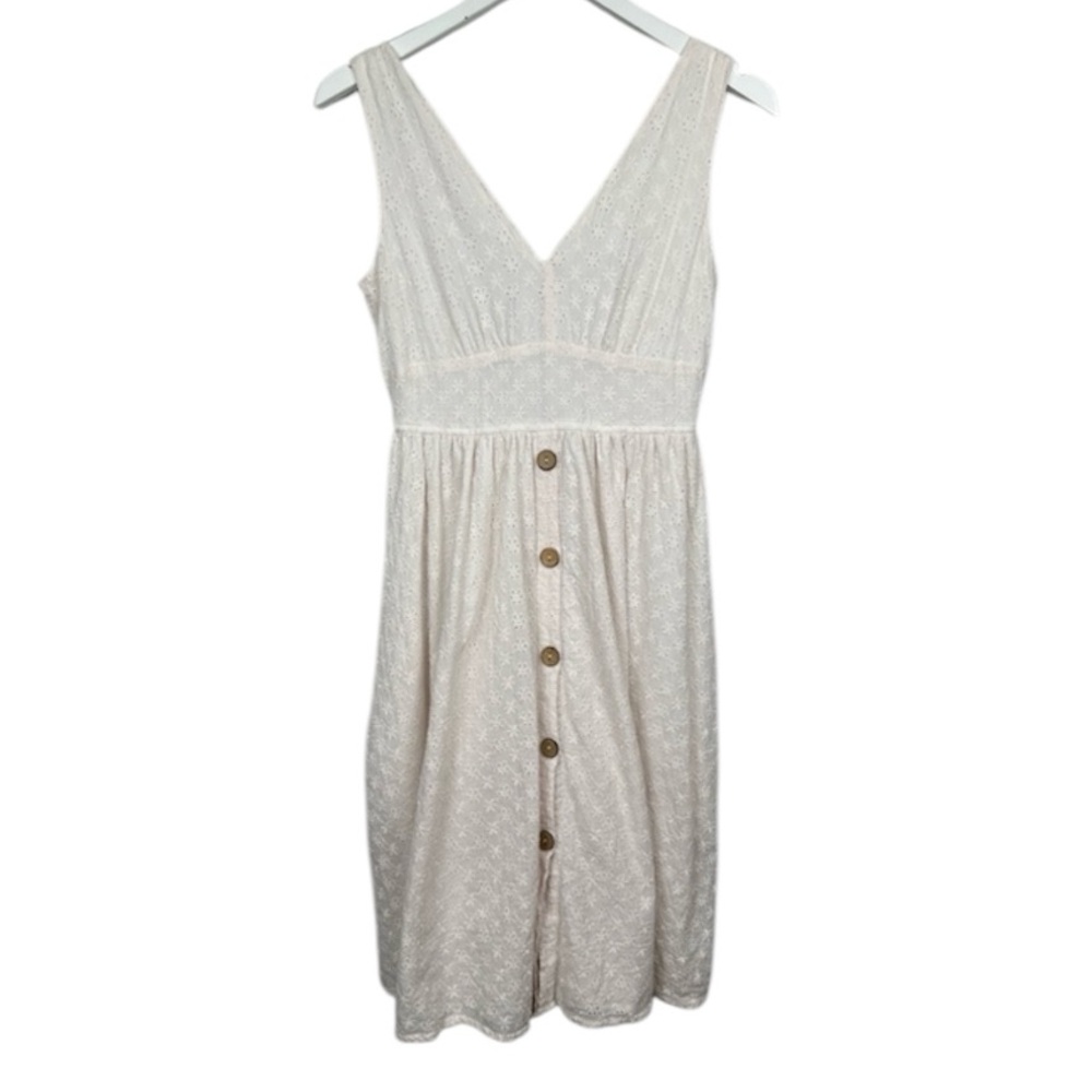 Altar’d State White Ivory Eyelet Halter Button Down Knee Length Dress Small